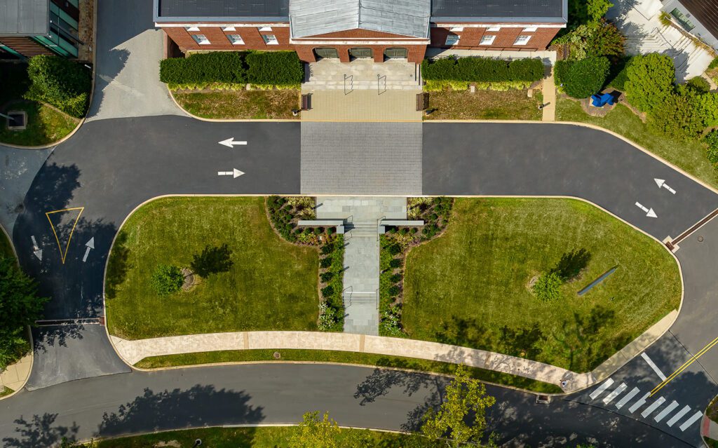 Aerial View of Entry Sequence with Central Walkway